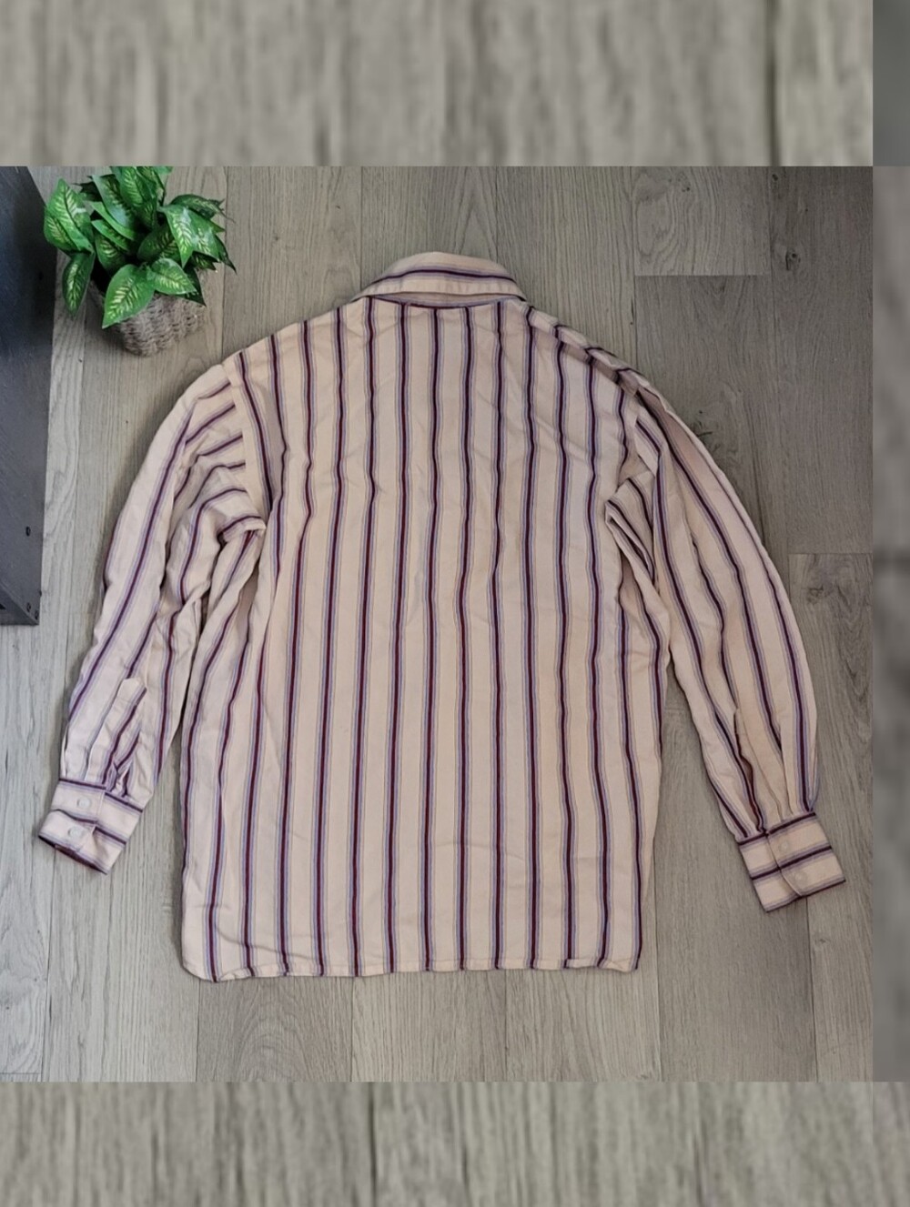 Smythe Over the Head Shirt Ecru Banker Striped Cream & Blue Blouse, Extra Large - Picture 12 of 14